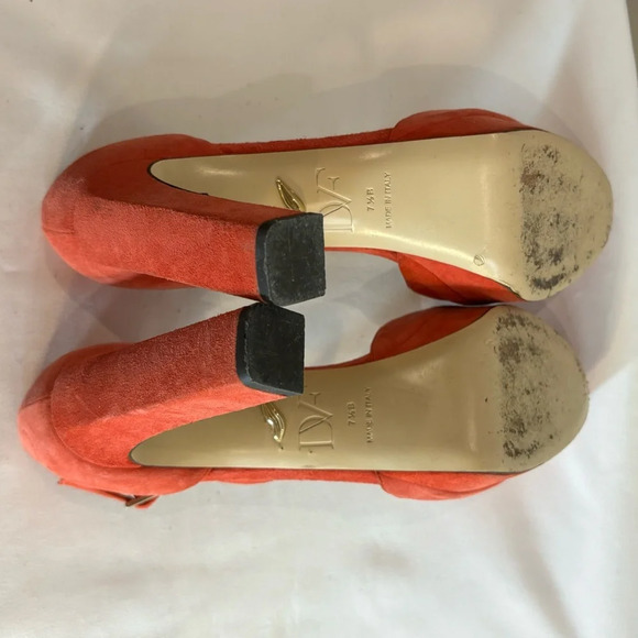 DIANE VON FURSTENBERG Sz 7.5B Suede Block Heel Platform Sandals Shoes Suede - Picture 7 of 10